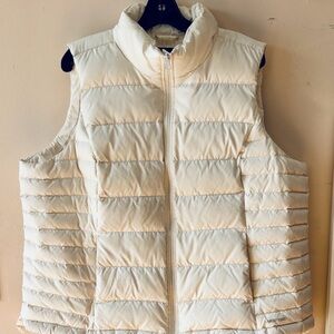 Lands' End Women's Cream Quilted Vest